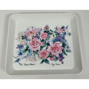 Vintage Design Imports Floral Melamine Trinket Ring Dish Italy 5.5" Roses